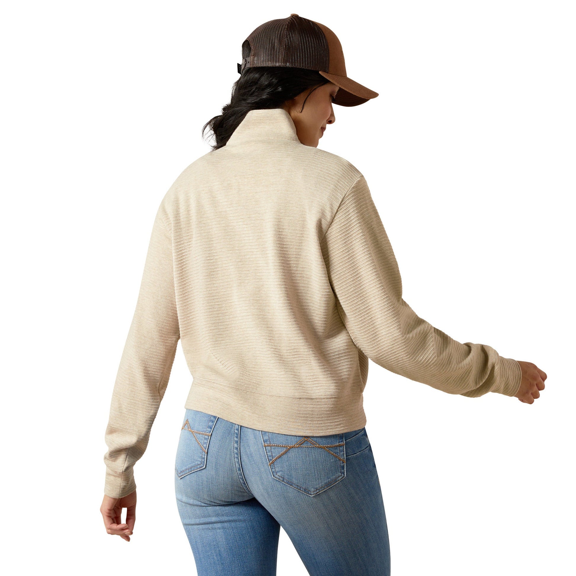 Ariat Women's High Noon 1/2 Zip Pullover - Oatmeal Heather - Billy Goats Country Outfitters