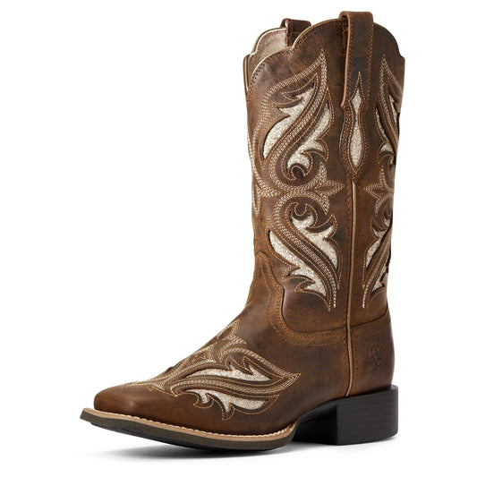 Ariat Womens Round Up Bliss Sassy Brown wide square toe western cowgirl boot