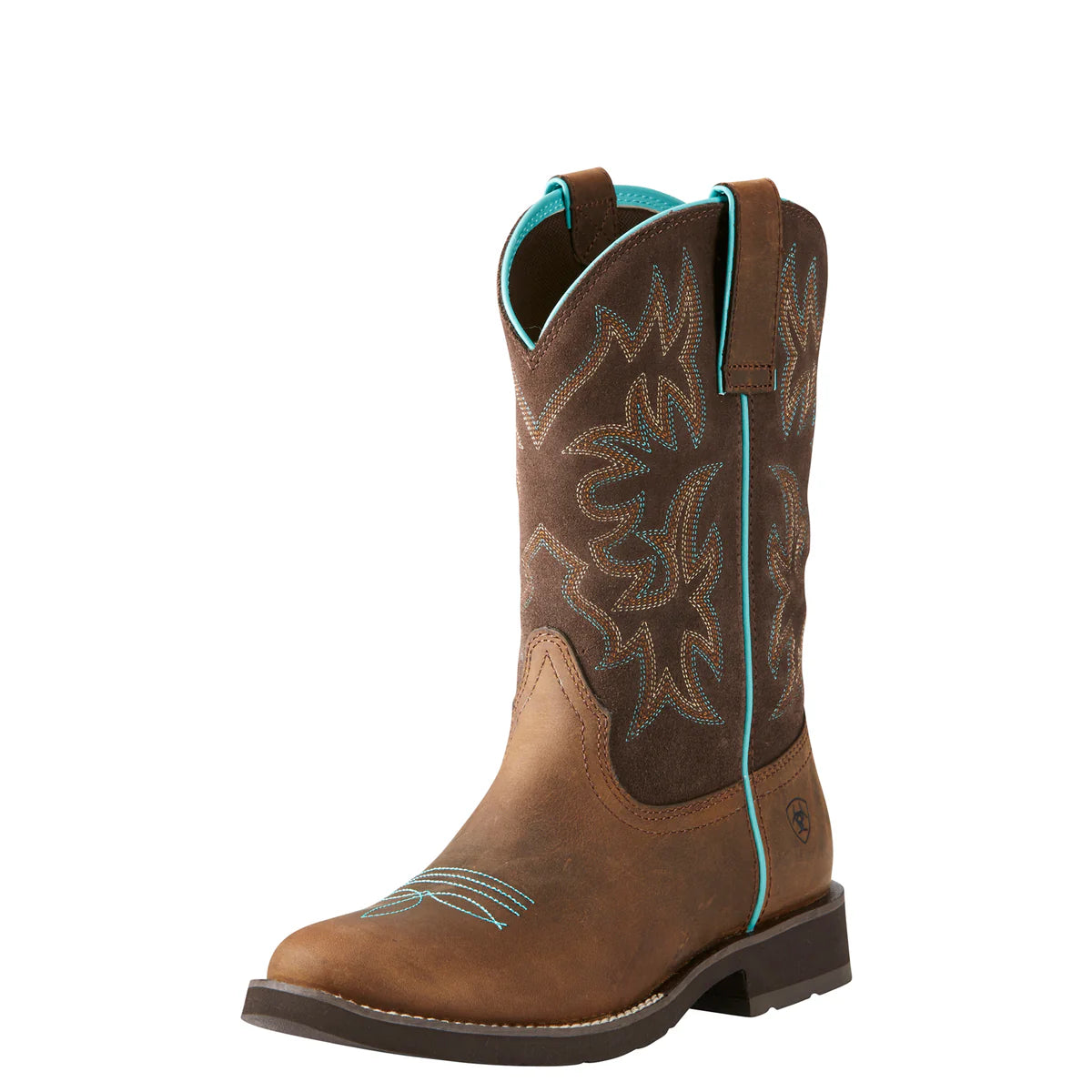 Ariat Womens Round Up Powder Brown wide square toe western cowgirl boot