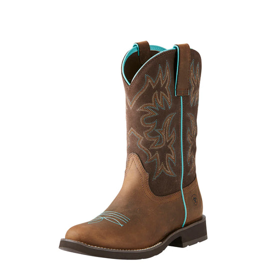 Ariat Womens Round Up Powder Brown wide square toe western cowgirl boot