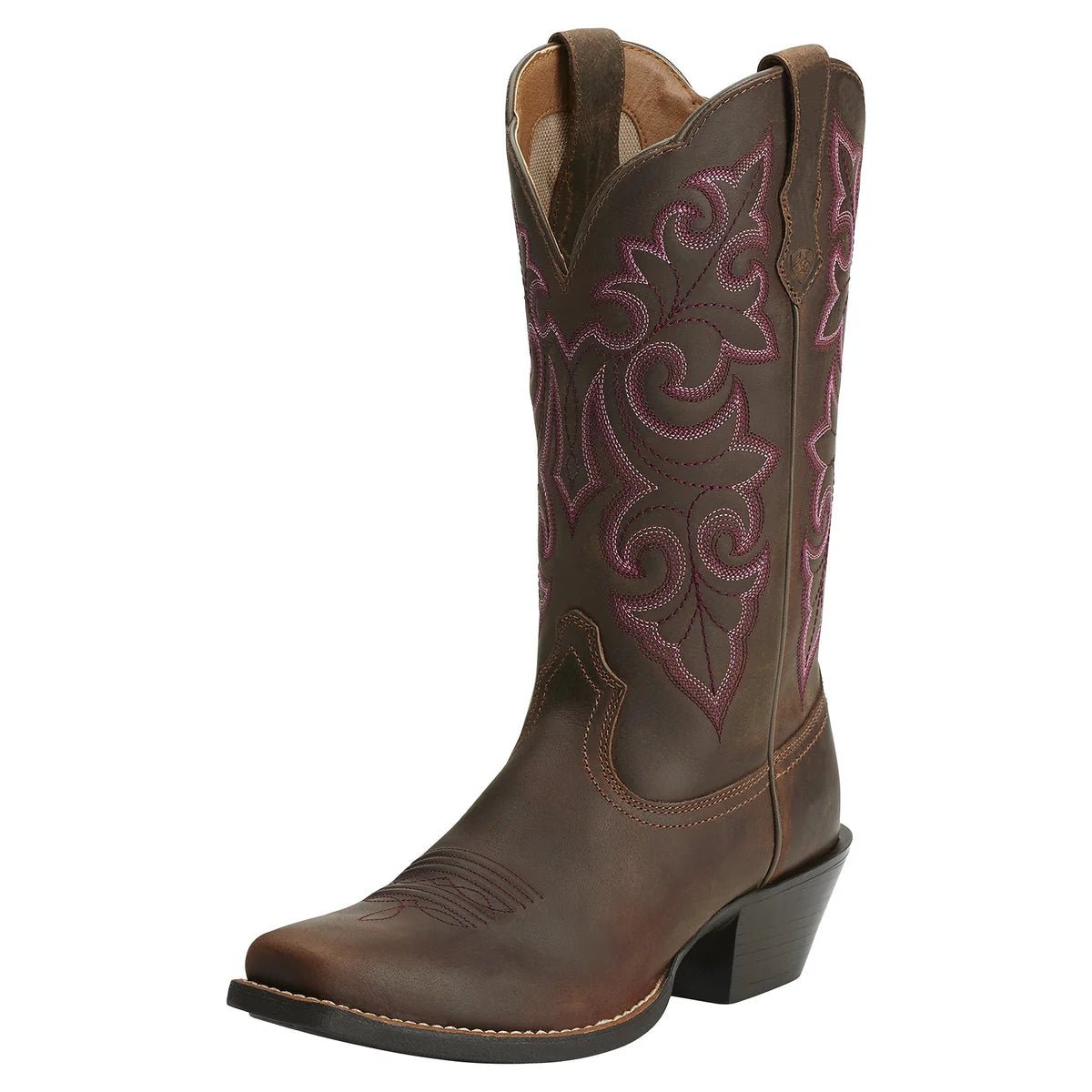 Ariat Women's Round Up Square Toe Western Boots – Pink & Powder Brown - Billy Goats Country Outfitters