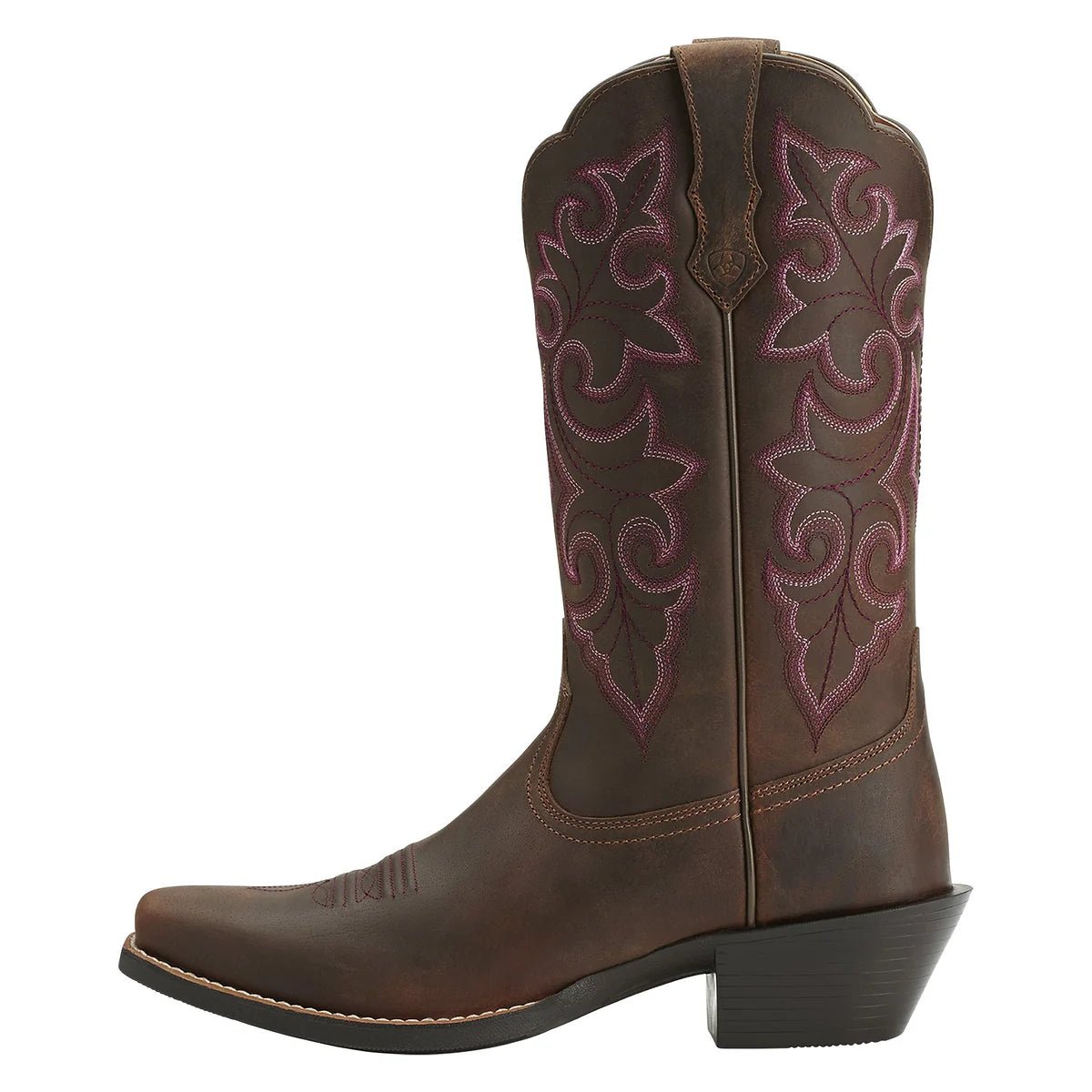 Ariat Women's Round Up Square Toe Western Boots – Pink & Powder Brown - Billy Goats Country Outfitters