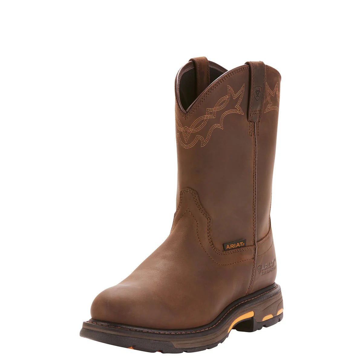 Ariat Men's WorkHog Pull On Waterproof Work Boots – Oily Distressed Brown - Billy Goats Country Outfitters
