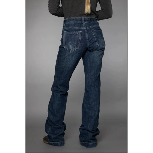 CC Western Carissa Classic jeans light wash – women’s mid high rise western denim with trouser flare back view