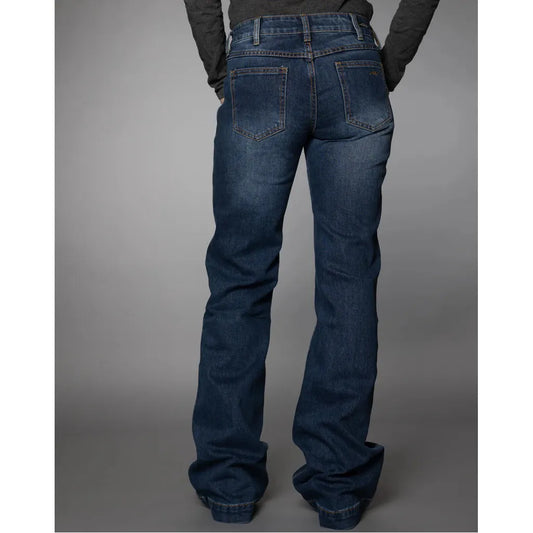 CC Western Magie mid rise trouser jeans dark wash women’s western wide leg denim back view