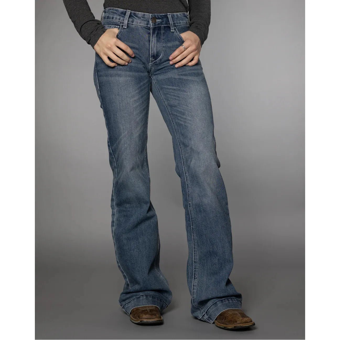 CC Western Womens Signature Mid Rise Trouser Jeans – Medium Wash - Billy Goats Country Outfitters