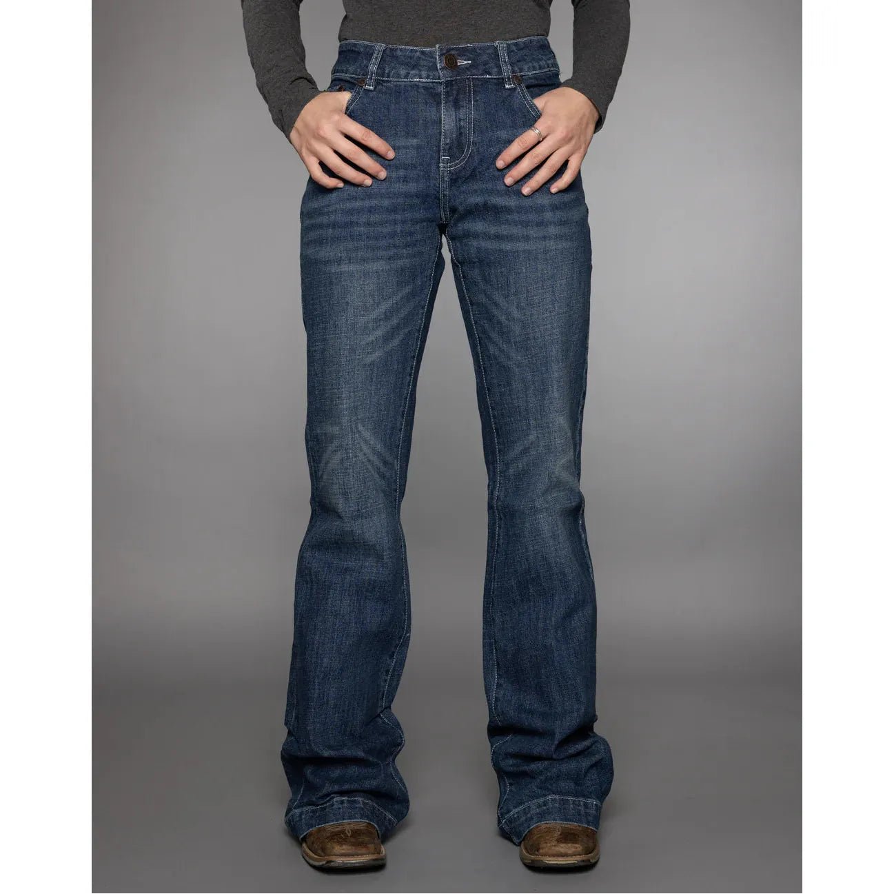 CC Western Women's Wide Leg Trouser Jeans – Dark Wash - Billy Goats Country Outfitters