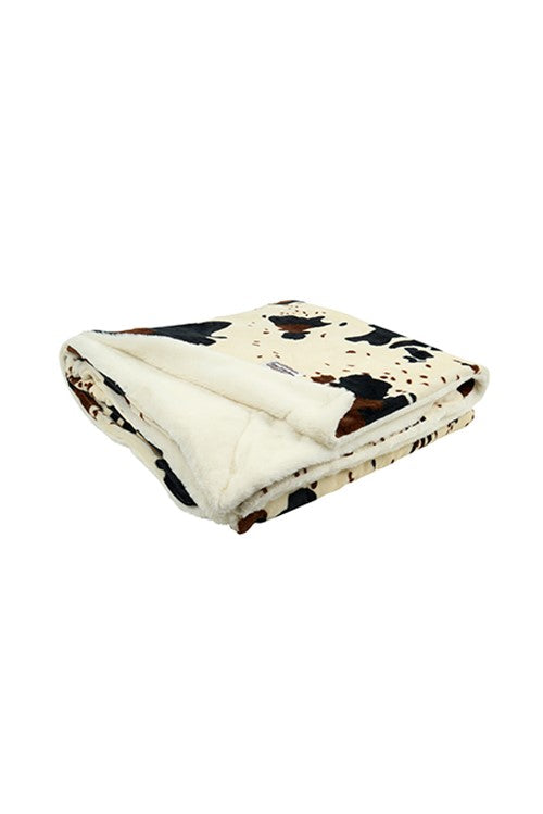 Pure Western Cow Print Snuggle Blanket – Plush Sherpa Fleece Throw
