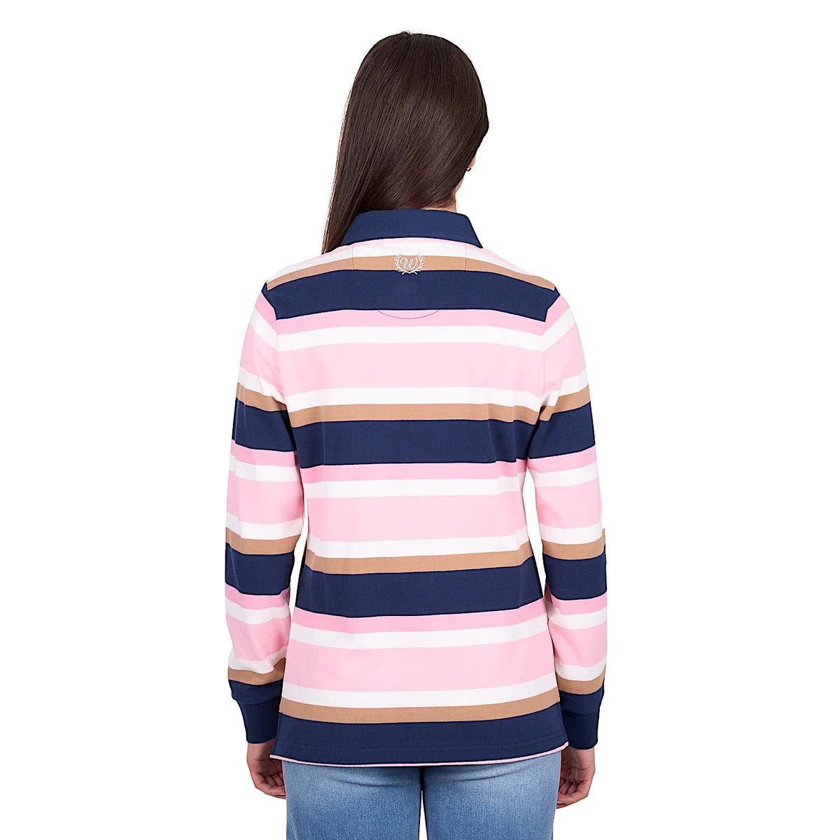 Wrangler Women's Hollie Rugby - Pink/Navy - Billy Goats Country Outfitters