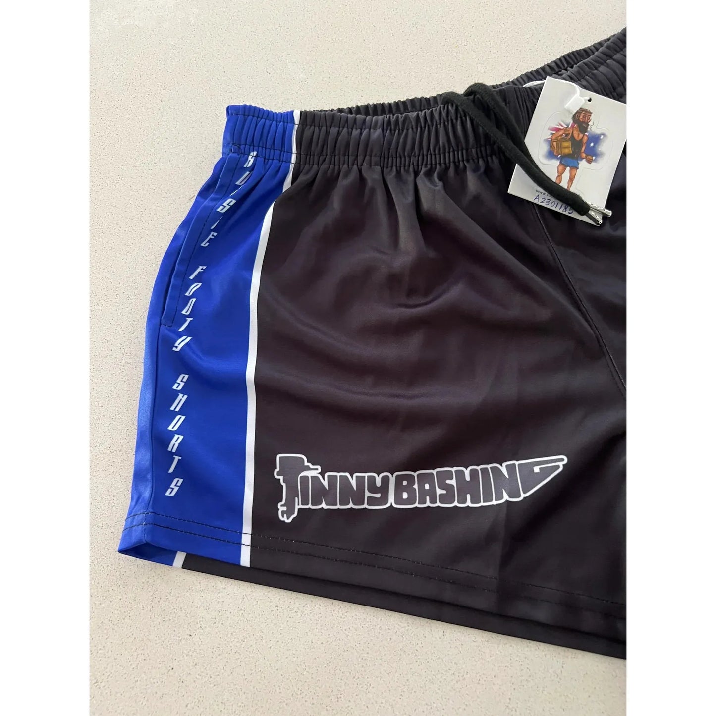 Unisex Aussie Footy Shorts Sloshy Tinny Bashing with Pockets