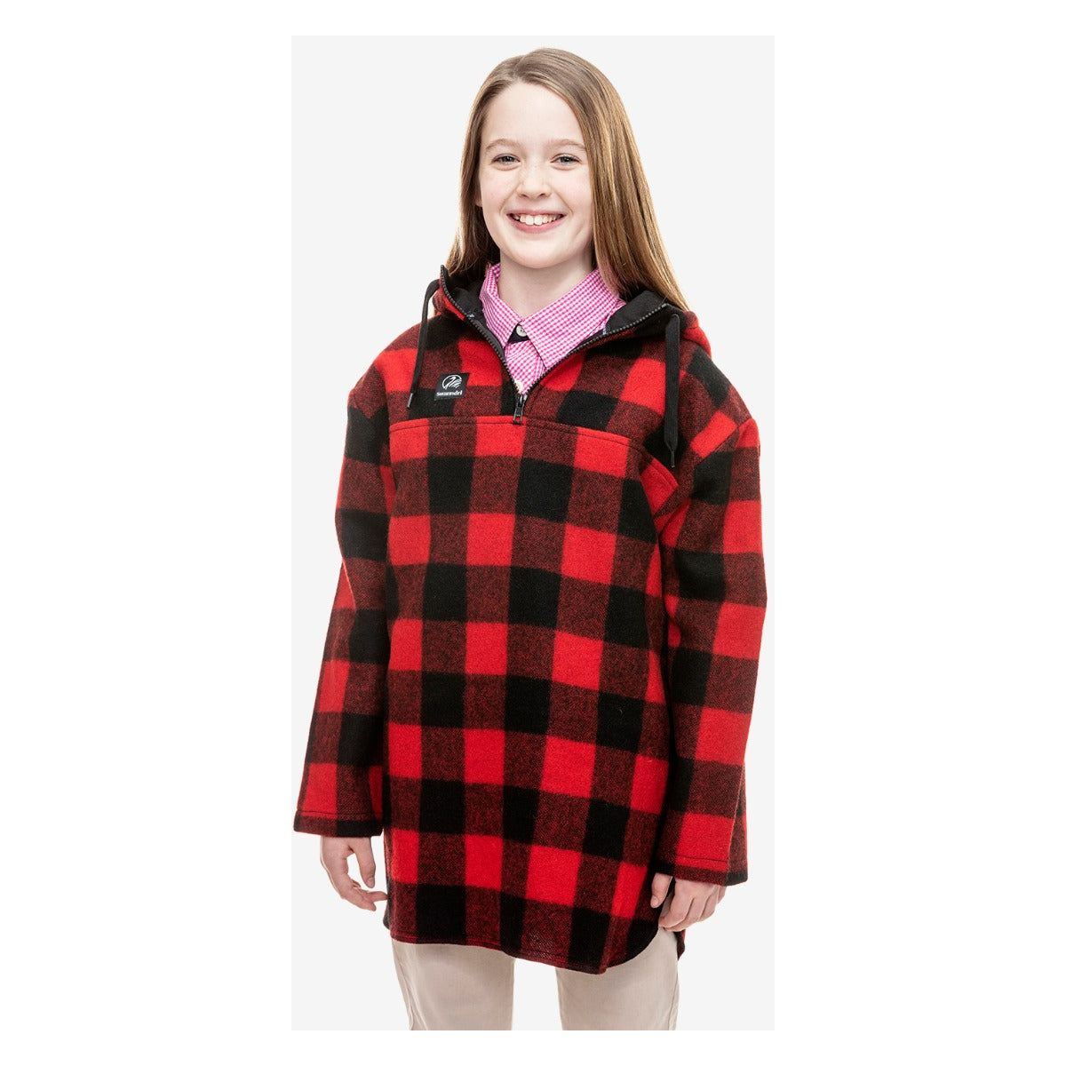 Swanndri Kids' Brixton Wool Bushshirt Red/Black Check