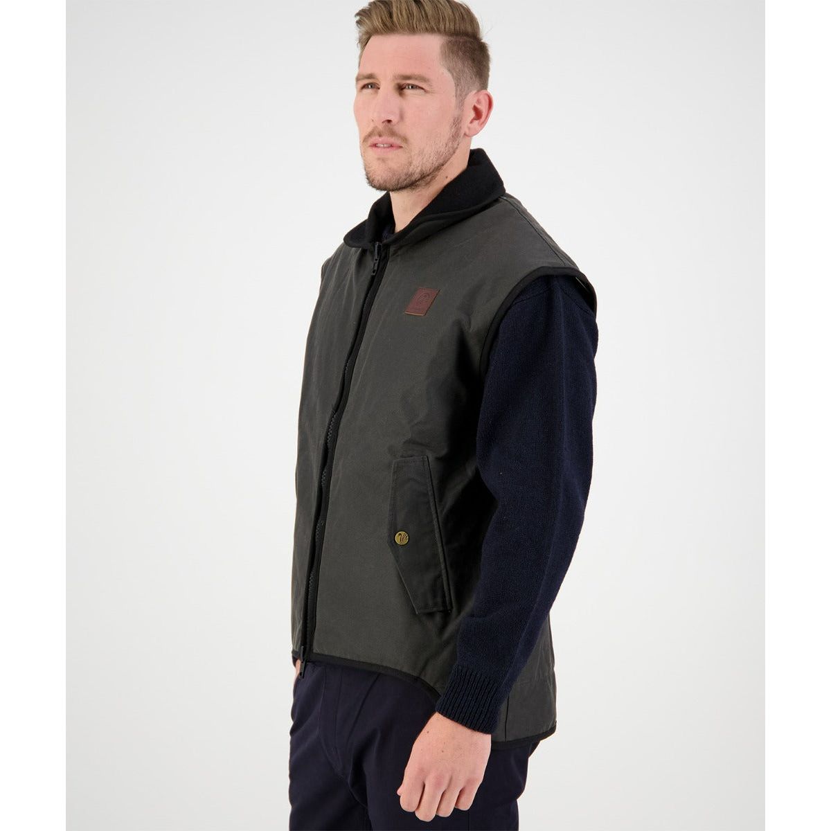 Swanndri Men's Foxton Oilskin Vest with Wool Lining Red/Black Check