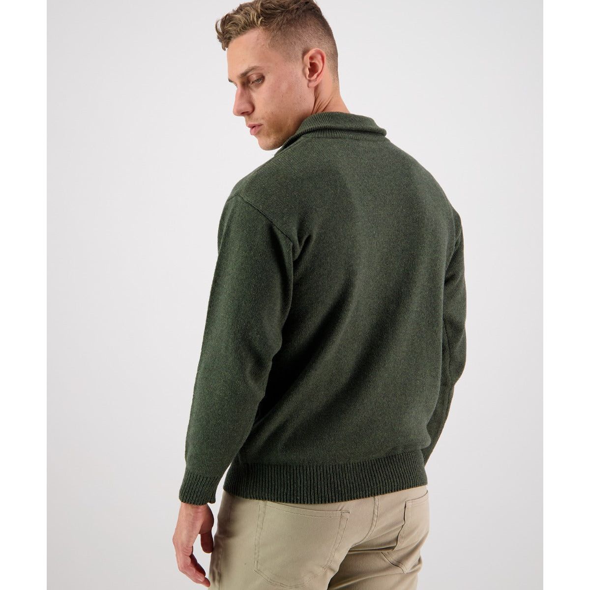 Swanndri Men's Mariner Wool Zip Neck Sweater Olive