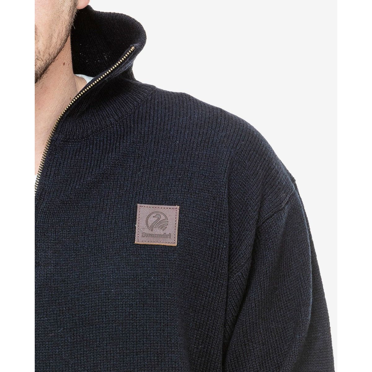 Swanndri Men's Mariner Wool Zip Neck Sweater Navy