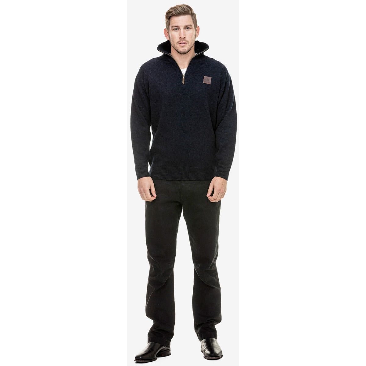 Swanndri Men's Mariner Wool Zip Neck Sweater Navy