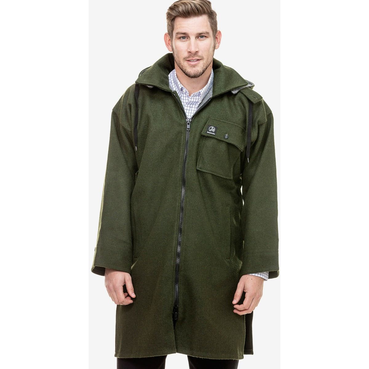 Swanndri Men's Mosgiel Wool Bushshirt with Zip-up Front Olive