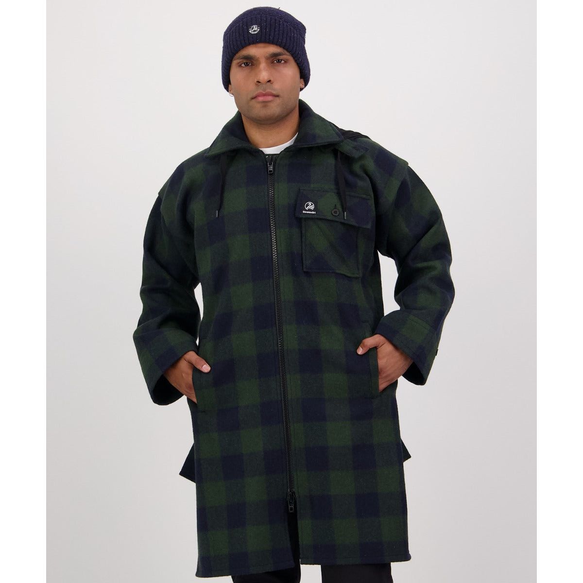 Swanndri Men's Mosgiel Wool Bushshirt with Zip-up Front Dark Forest  Check