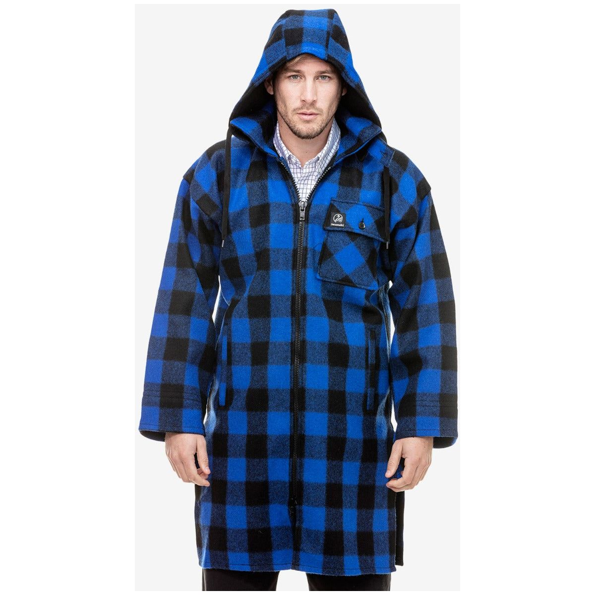 Swanndri Men's Mosgiel Wool Bushshirt with Zip-up Front Blue/Black Check