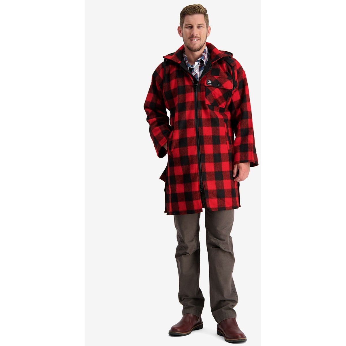 Swanndri Men's Mosgiel Wool Bushshirt with Zip-up Front Red/Black Check