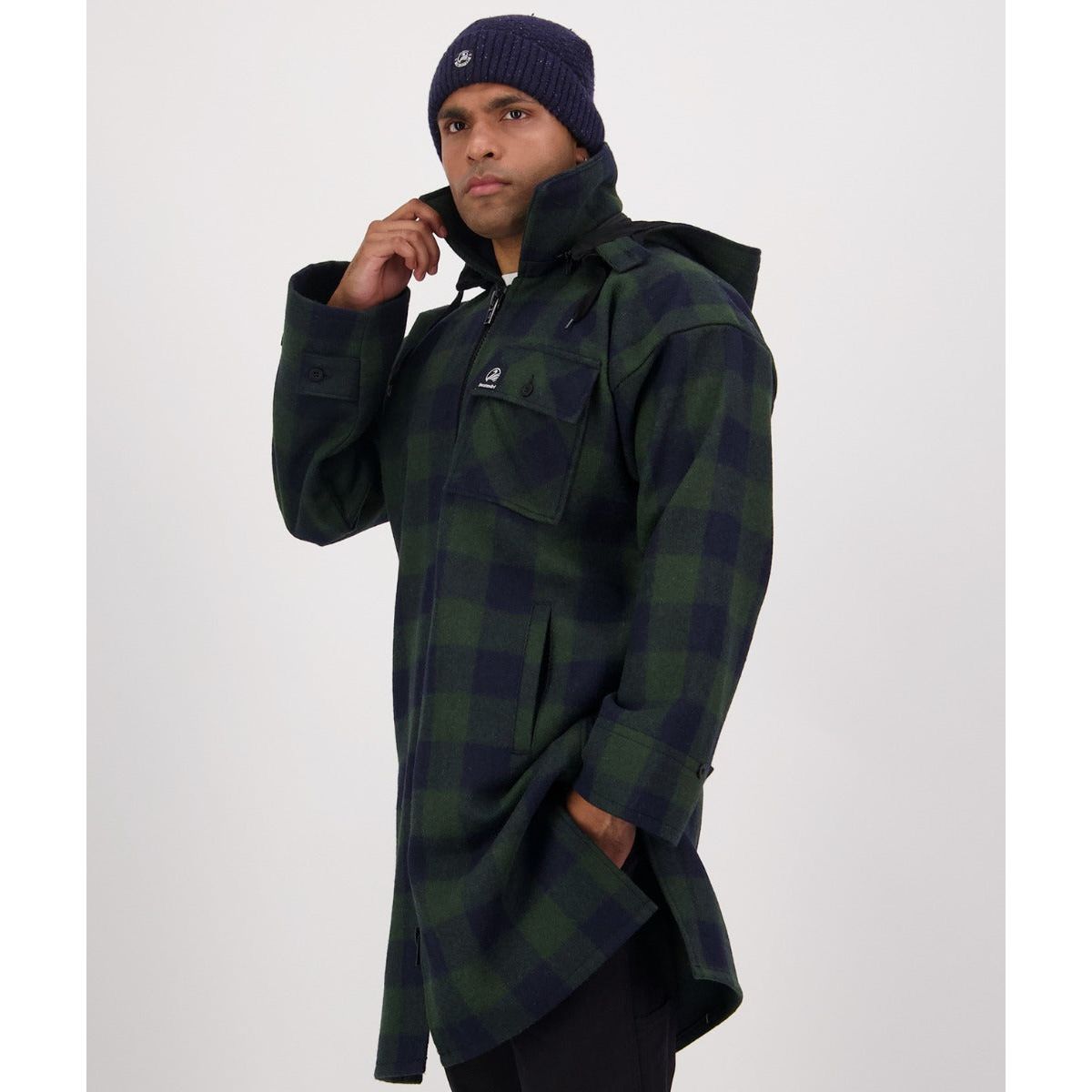 Swanndri Men's Mosgiel Wool Bushshirt with Zip-up Front Dark Forest  Check