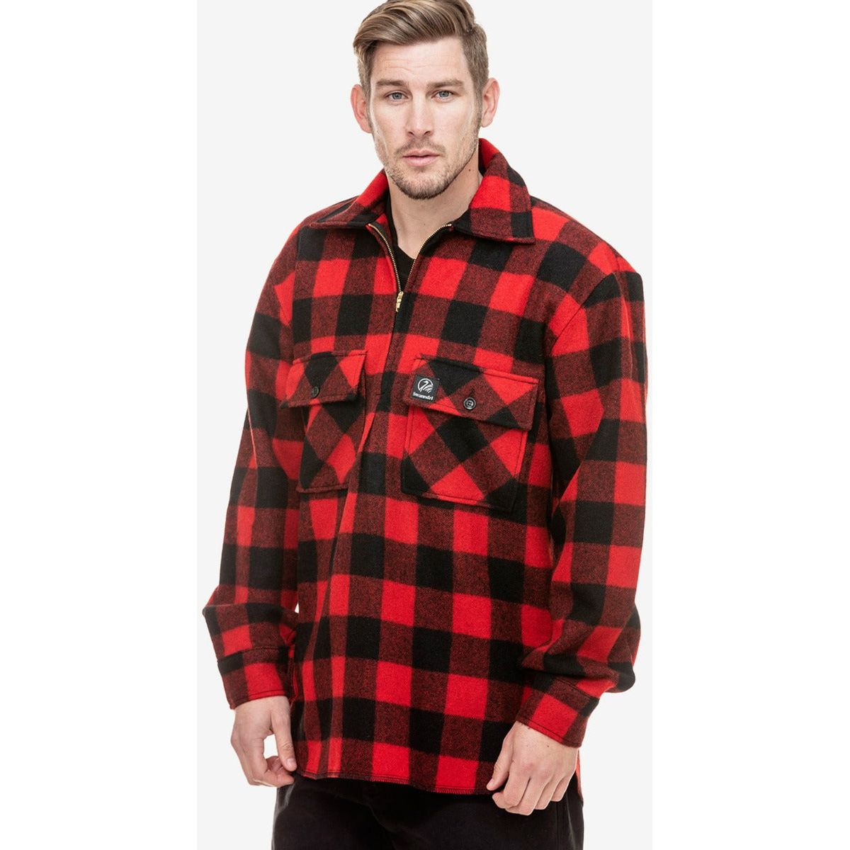 Swanndri Men's Ranger Wool Zip Front Bushshirt Red Black/Check