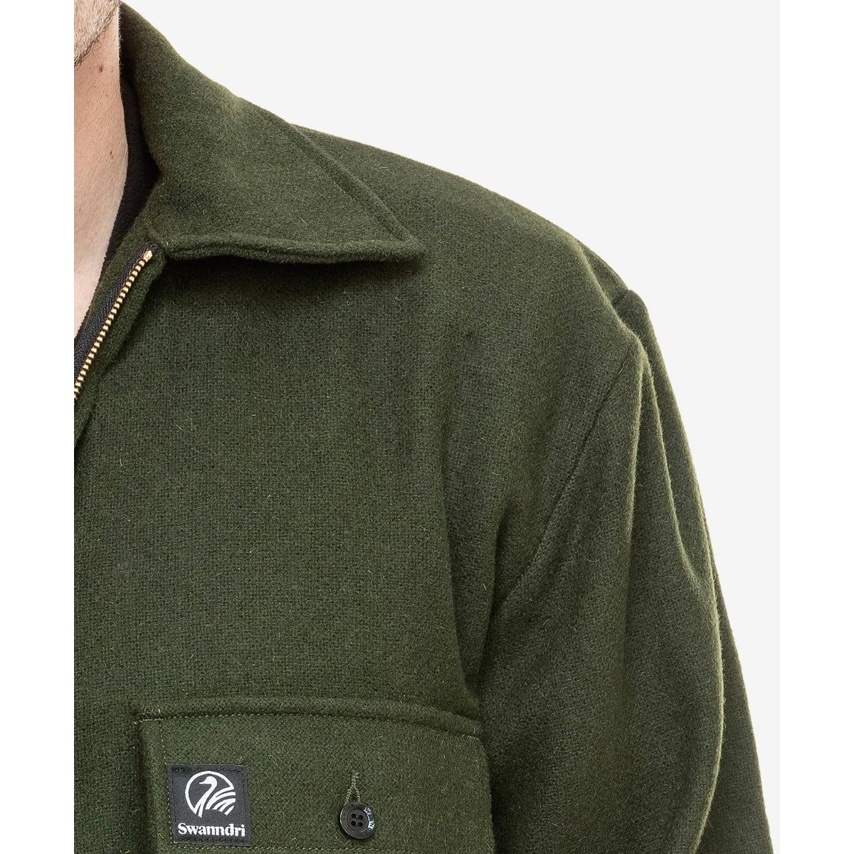 Swanndri Men's Ranger Wool Zip Front Bushshirt Olive