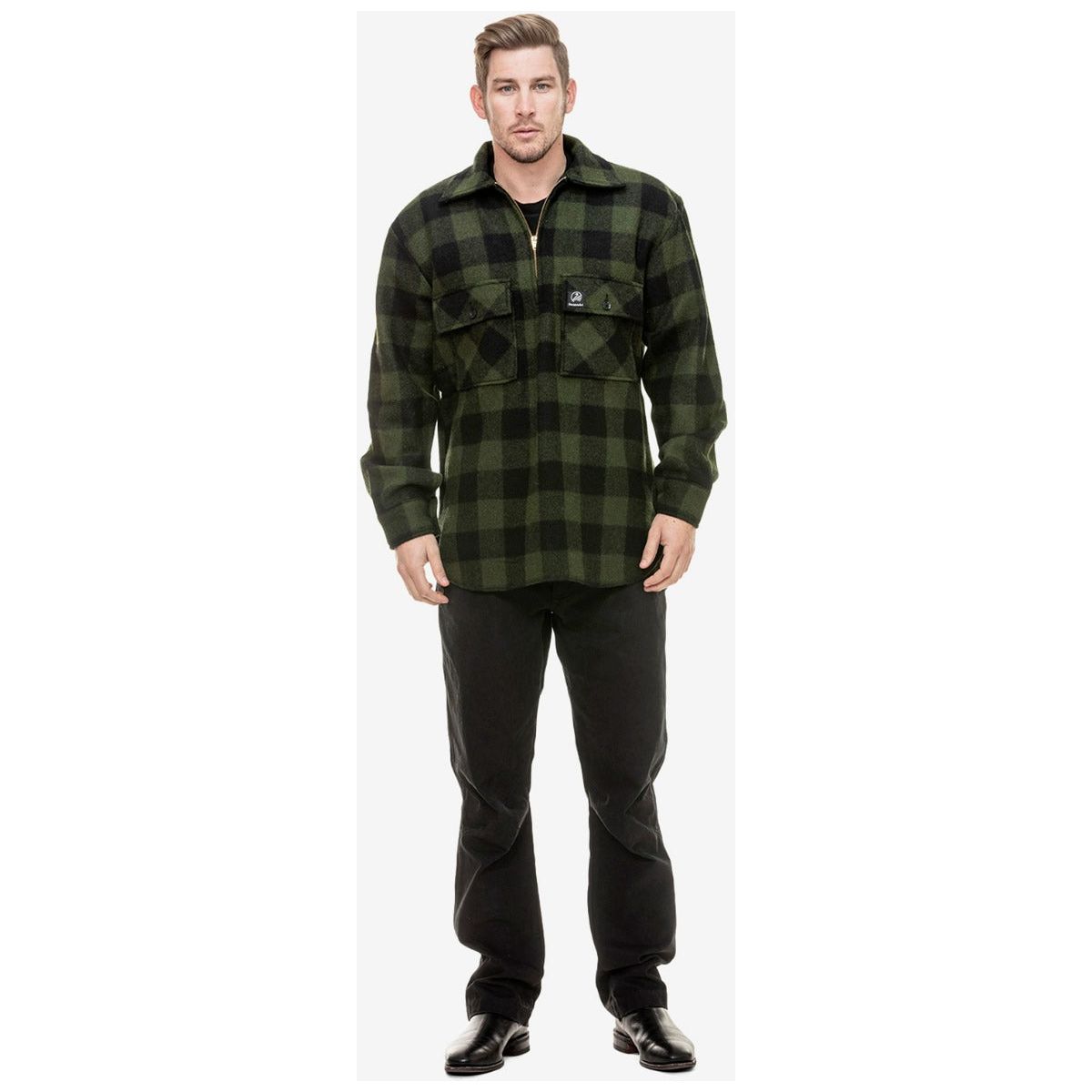 Swanndri Men's Ranger Wool Zip Front Bushshirt Olive/Black Check