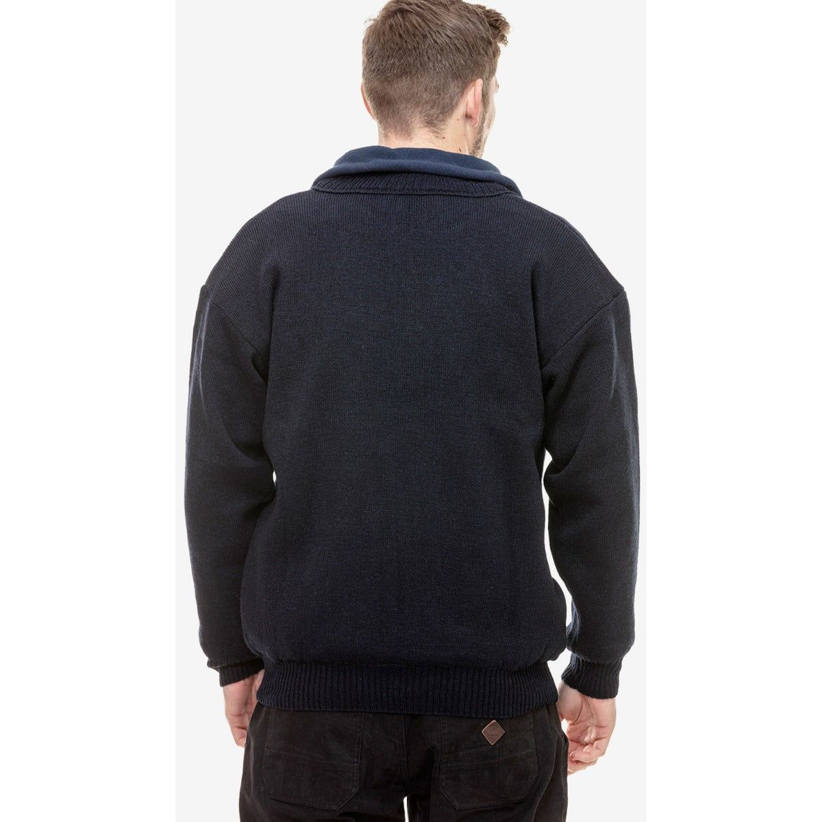 Swanndri Men's Rhino Stormshield Wool Jersey with Windproof Lining Navy