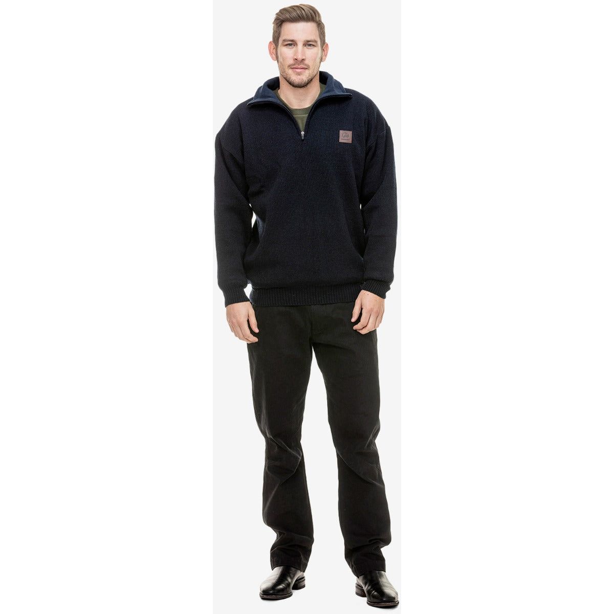 Swanndri Men's Rhino Stormshield Wool Jersey with Windproof Lining Navy