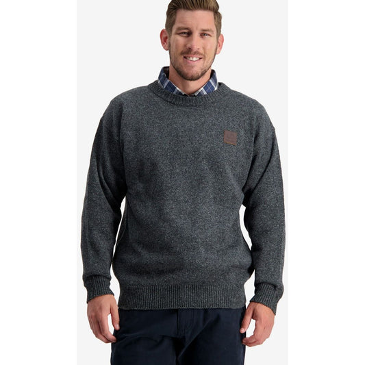 Swanndri Men's Seafarer Wool Crew Neck Jersey Charcoal Marle