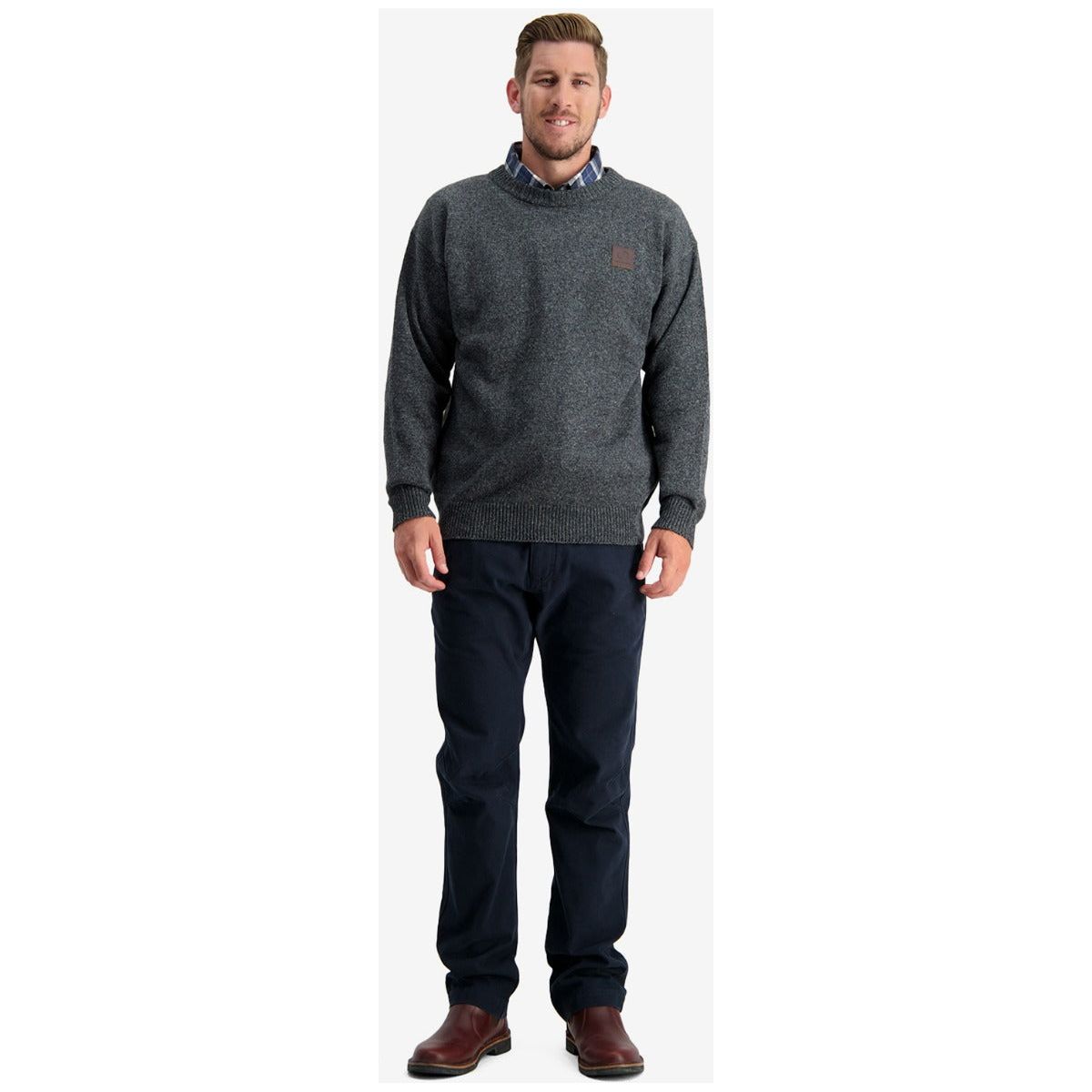 Swanndri Men's Seafarer Wool Crew Neck Jersey Charcoal Marle