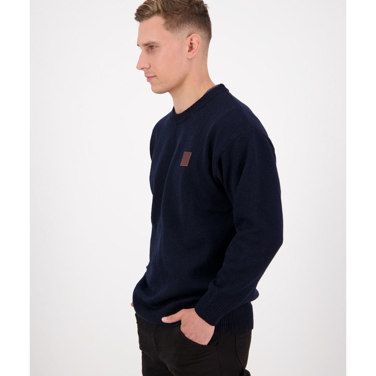 Swanndri Men's Seafarer Wool Crew Neck Jersey Navy