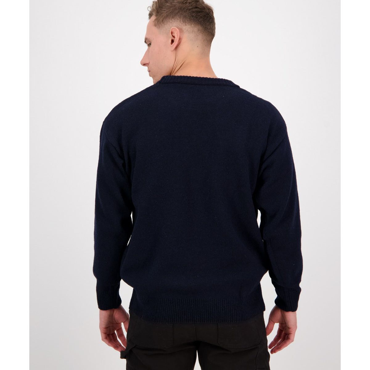 Swanndri Men's Seafarer Wool Crew Neck Jersey Navy