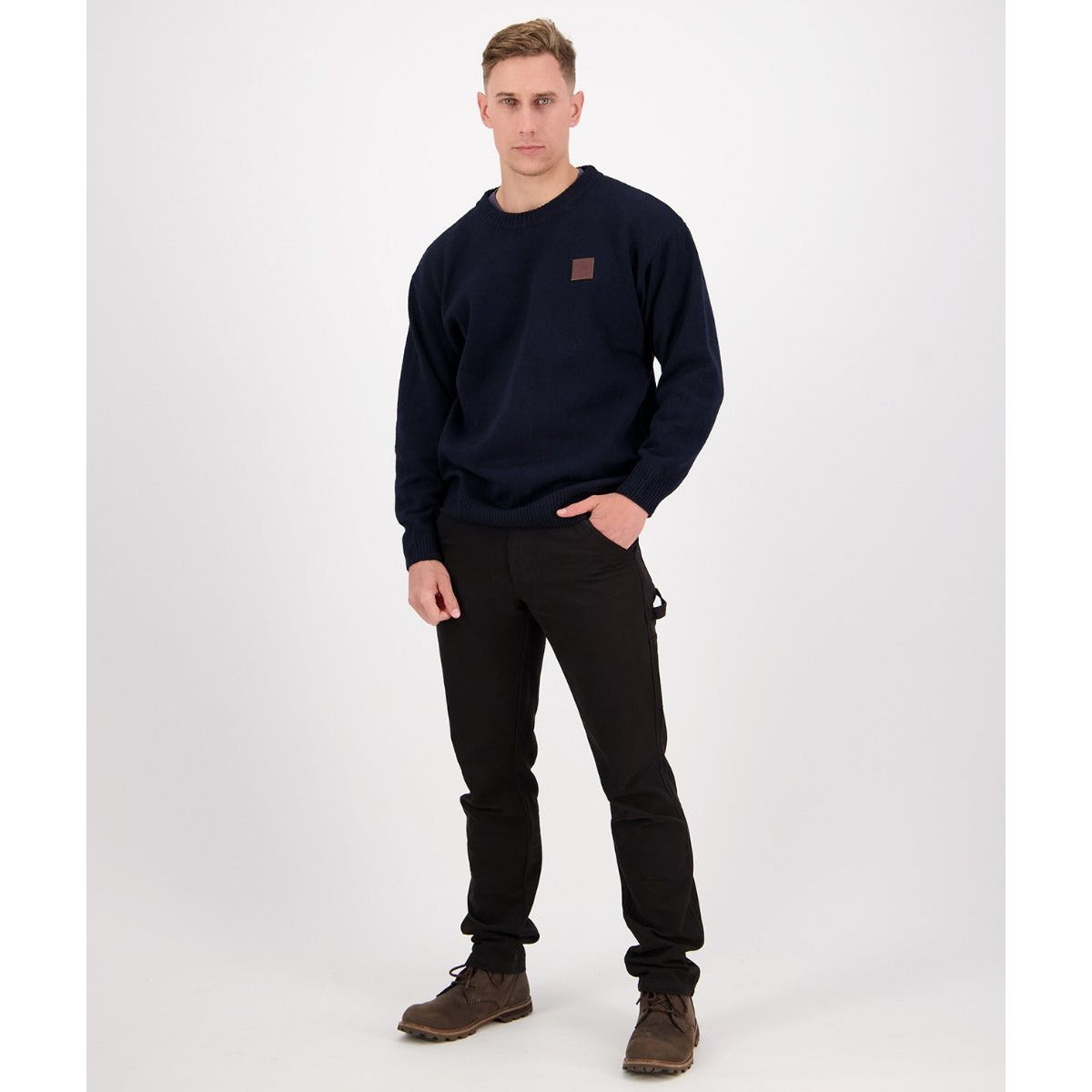 Swanndri Men's Seafarer Wool Crew Neck Jersey Navy