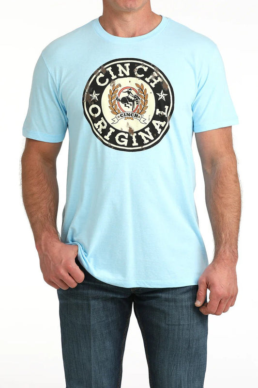 Cinch Men’s Original Logo T-Shirt Light Blue – Western Graphic Tee - Billy Goats Country Outfitters