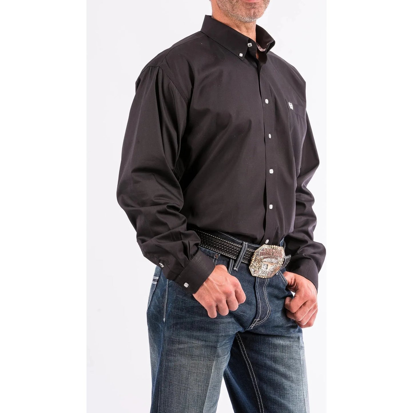 Cinch Men's Solid Black Button-Down Western Shirt