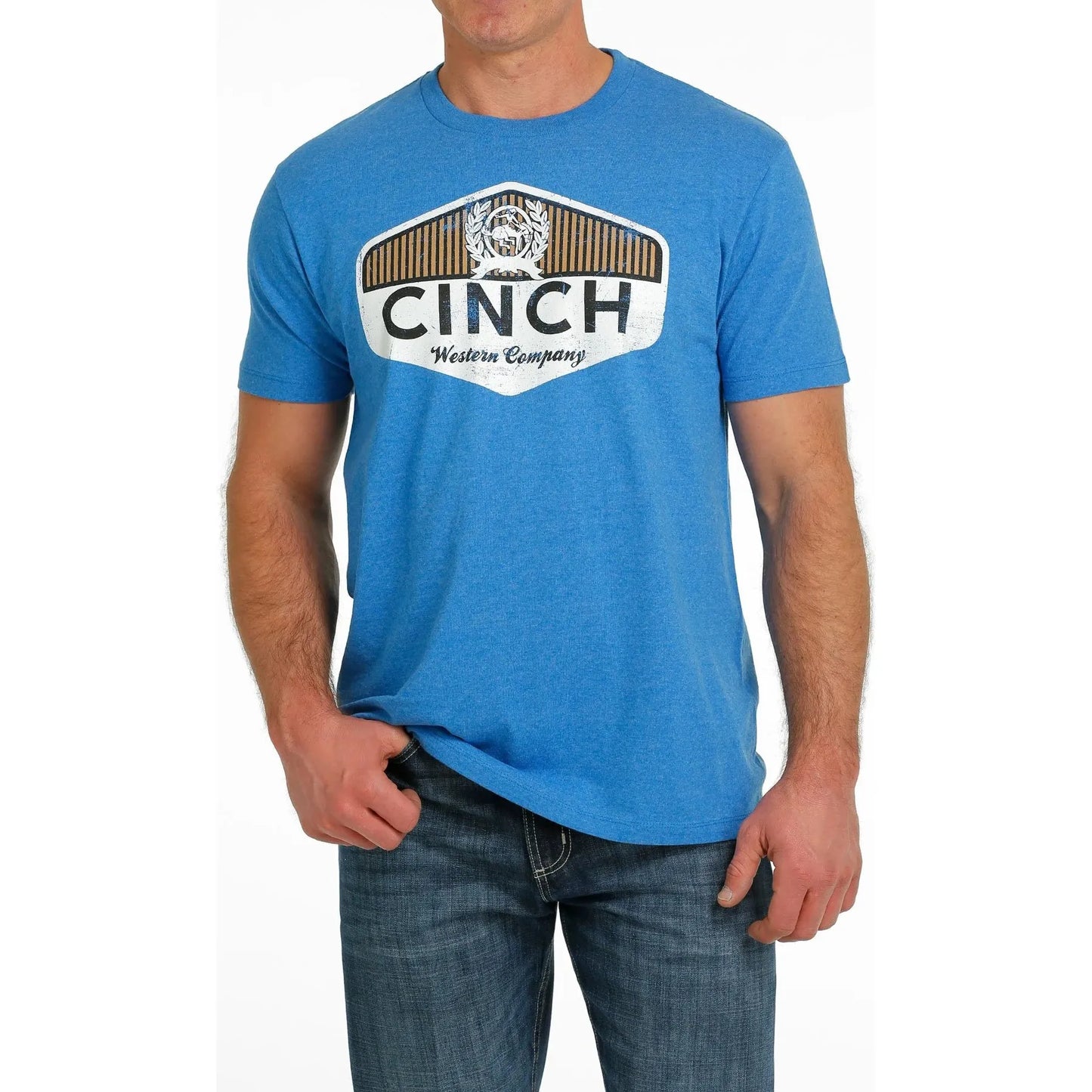 Cinch Men's Western Co Tee Heather Blue