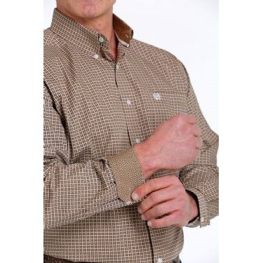 Cinch Men's Geometric Button-Down Western Shirt Brown/Khaki/White