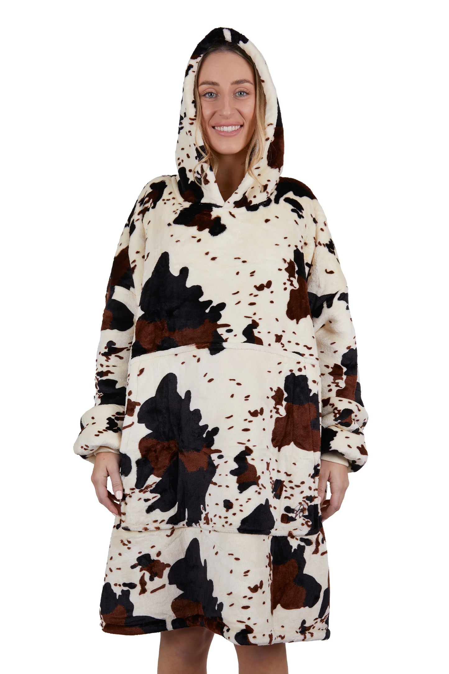 Pure Western Adults Snuggle Hoodie - Cow Print