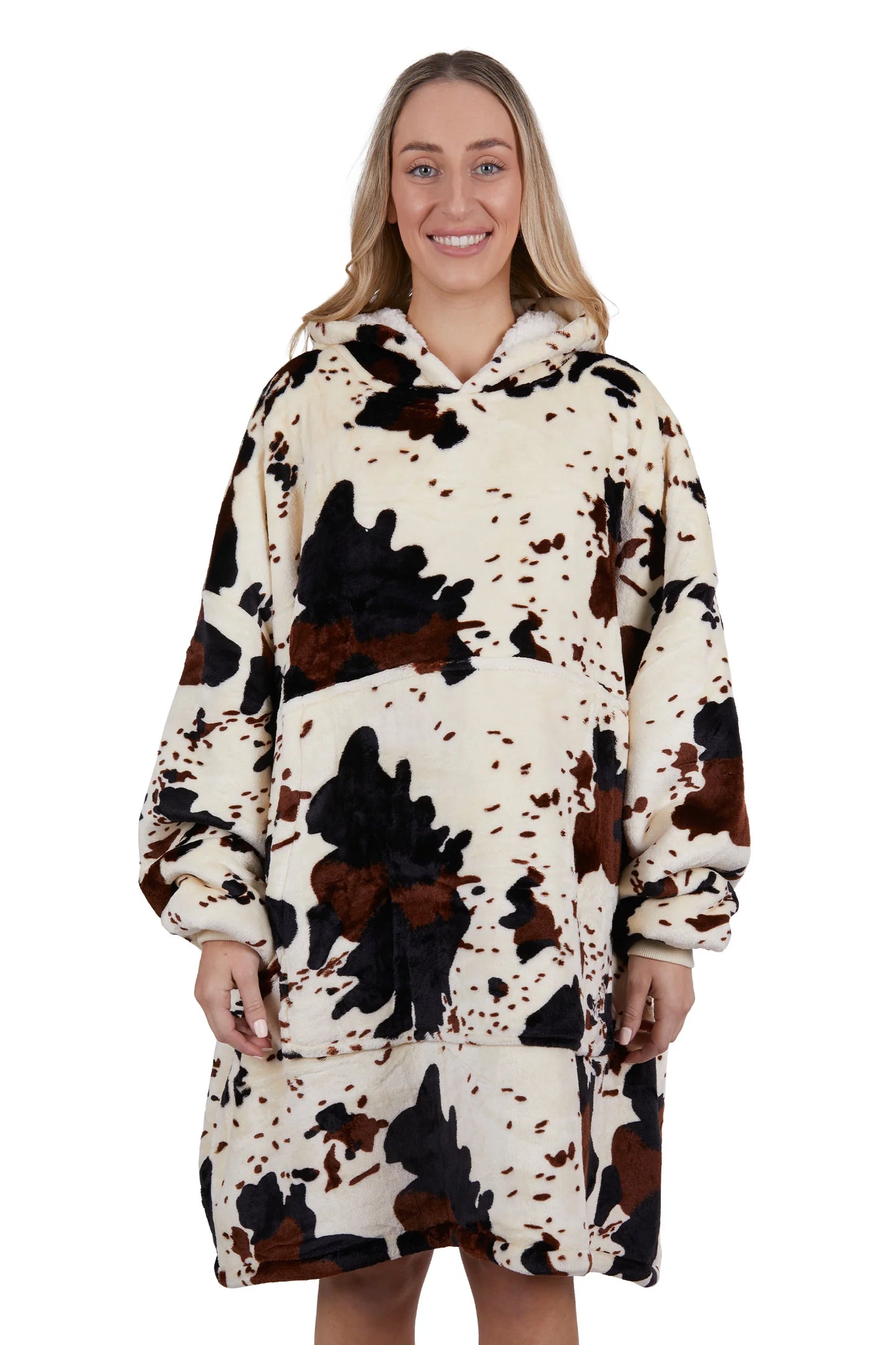 Pure Western Adults Snuggle Hoodie - Cow Print