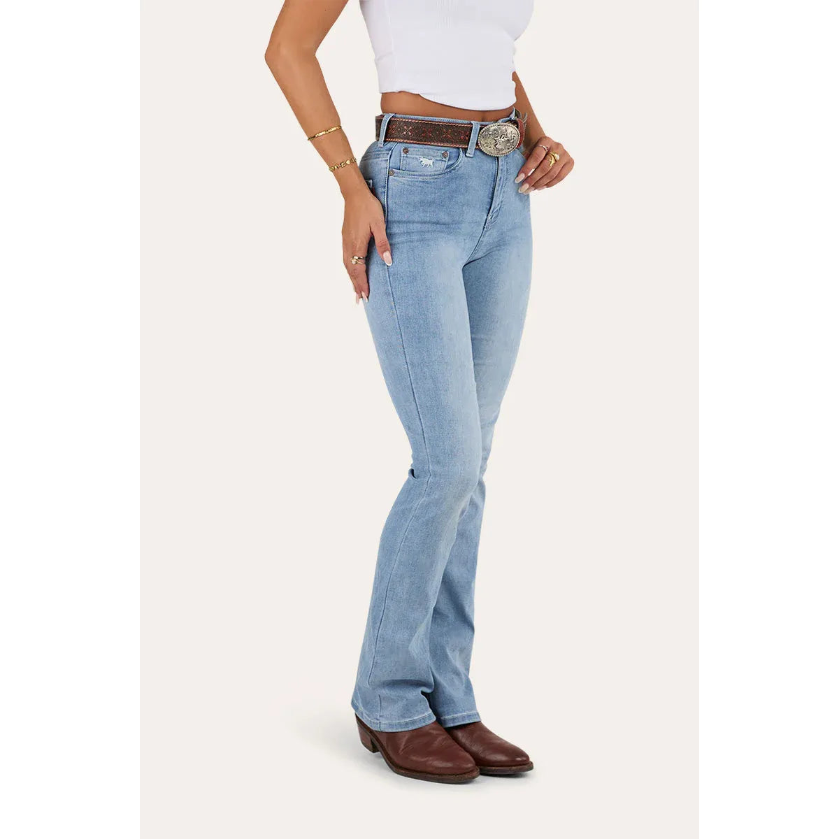 Ringers Western Penny Womens High Rise Bootleg Jean Light Blue