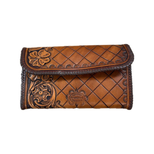 Riverstone Leather Creations Handcrafted Womens Purse with Floral Tooling - Billy Goats Country Outfitters