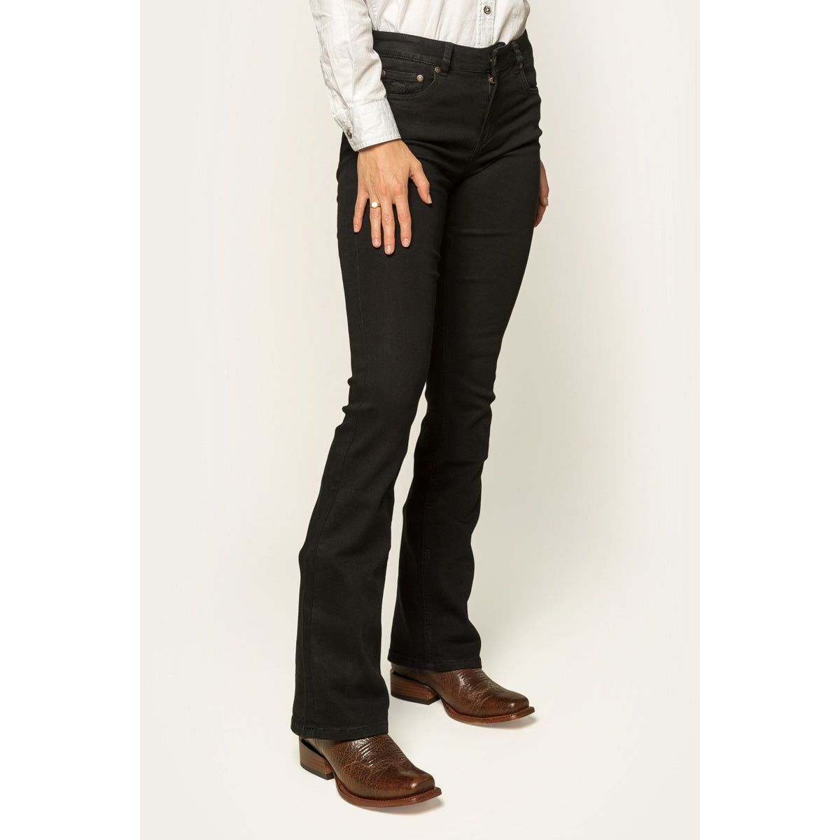 Ringers Western Katherine Womens Mid Rise Bootleg Jean Black