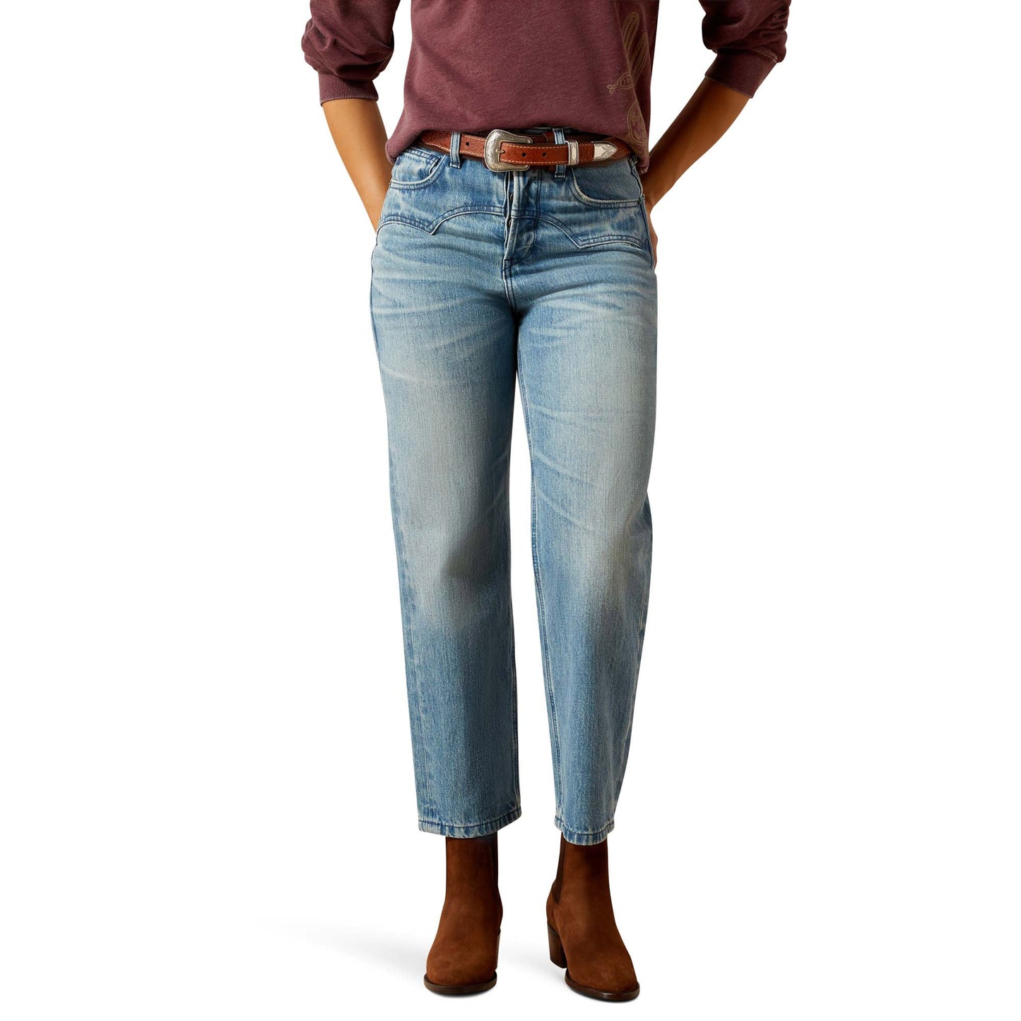Ariat Women's Ultra High Rise Straight Cheyenne Yoke Jeans - Tomboy Candy
