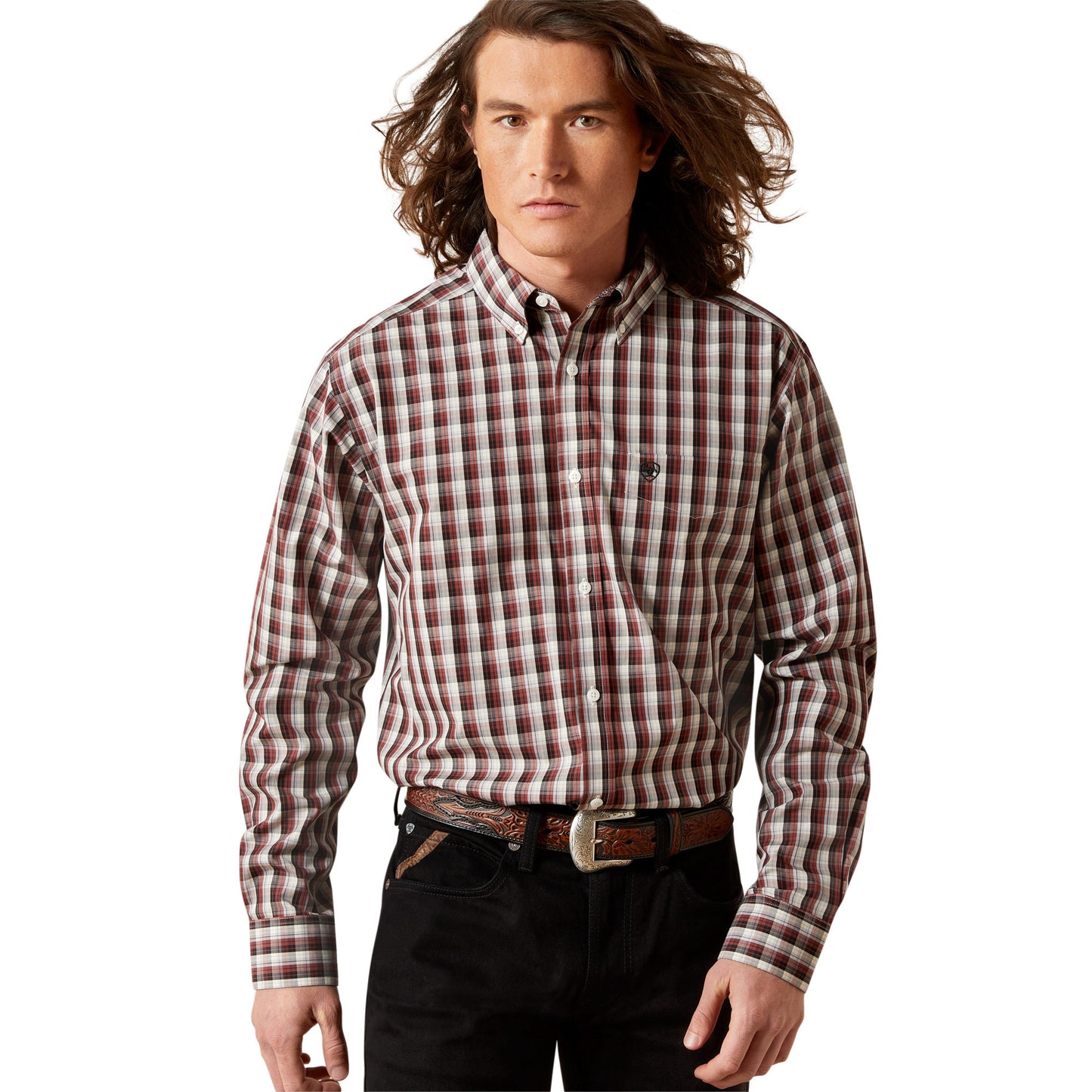 Ariat Men's Wrinkle Free Atlas Fitted Shirt - Brown