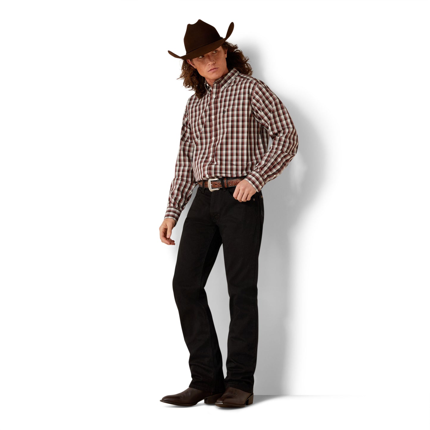 Ariat Men's Wrinkle Free Atlas Fitted Shirt - Brown