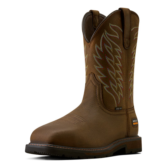 Ariat Men's Groundbreaker Wide Square Toe Steel Toe Work Boots - Dark Brown