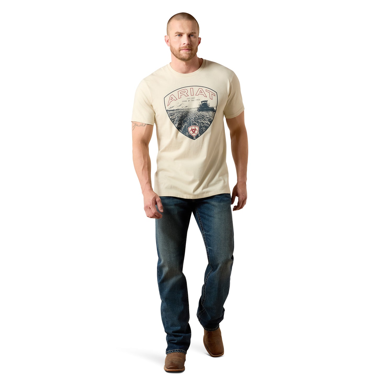 Ariat Men's Land of the Free Farm Shield Tee - Natural