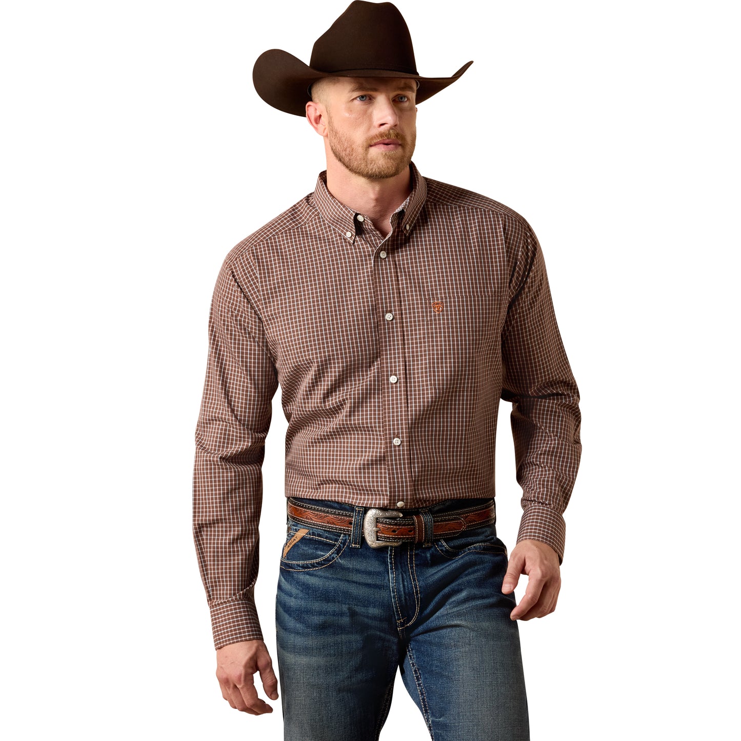 Ariat Men's Wrinkle Free Coen Classic Fit Shirt – Chestnut Plaid
