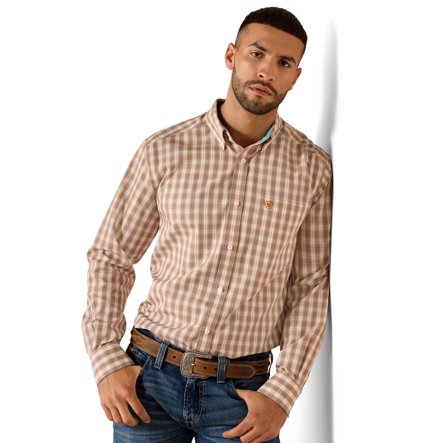 Ariat Men's Wrinkle Free Ayden Fitted Shirt – Golden Oak Plaid